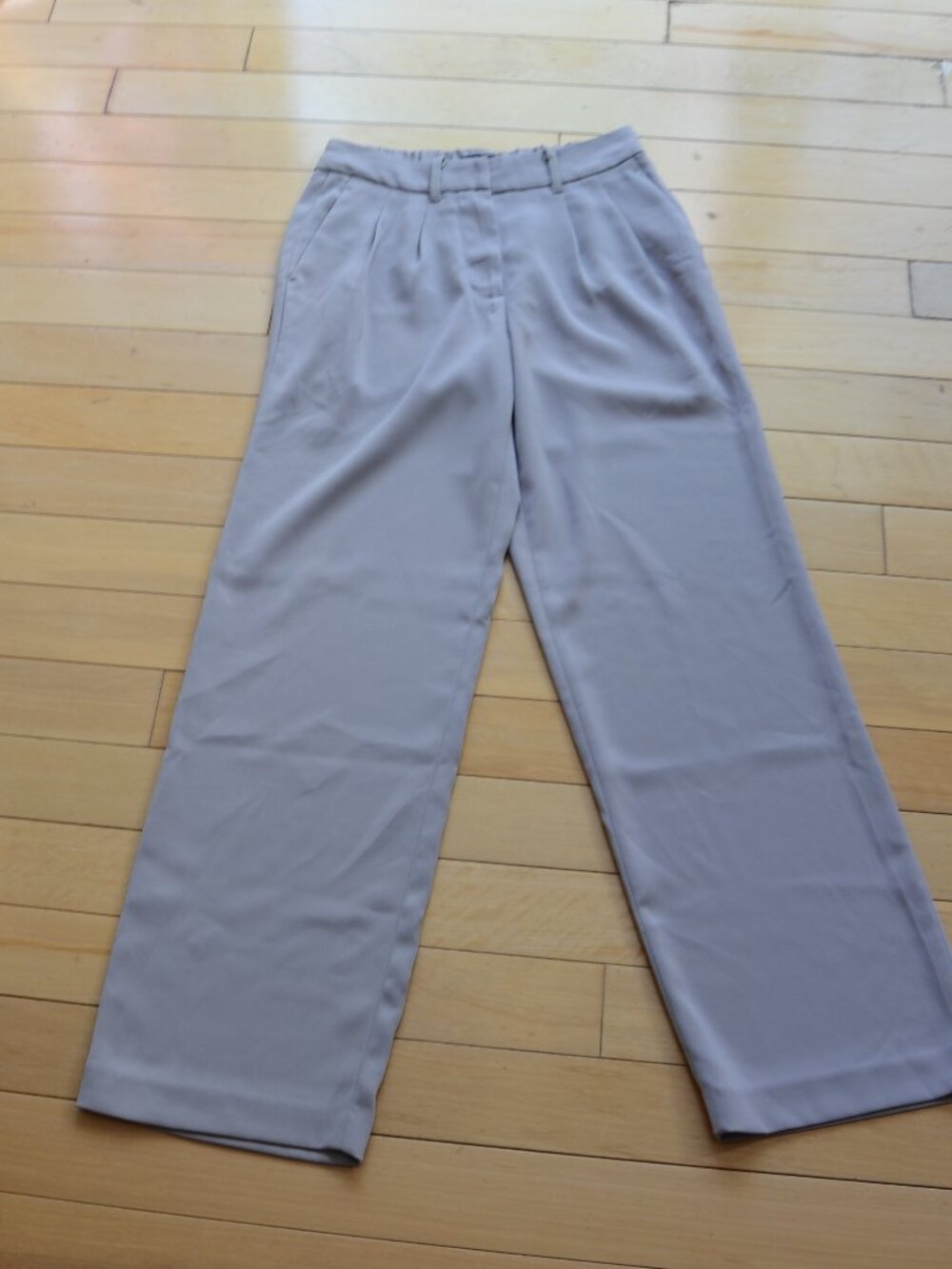 Quince Women Stretch Crepe Pleated Wide Leg Pants Coastal Gray 2